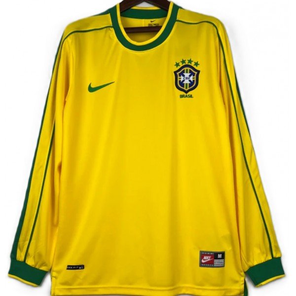 Camisa I Seleção do Brasil 1998 Home retro manga comprida