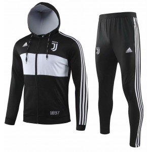 Kit treinamento com capuz oficial Adidas Juventus 2019 2020 Preto