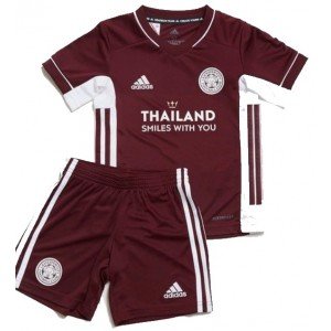 Kit infantil oficial Adidas Leicester 2020 2021 II jogador Vermelho