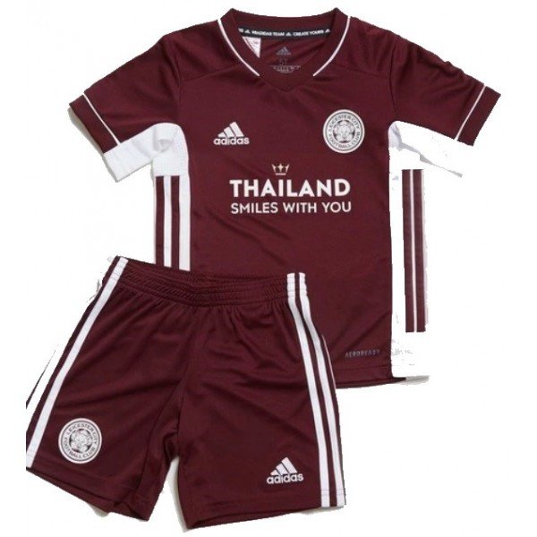 Kit infantil oficial Adidas Leicester 2020 2021 II jogador Vermelho