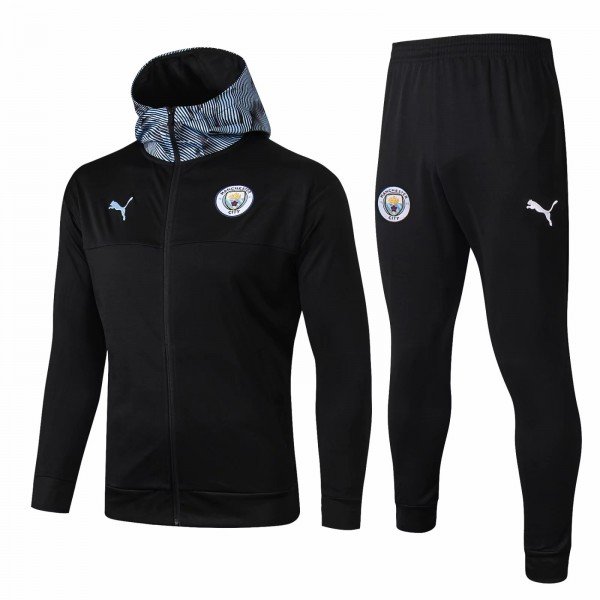 Kit treinamento com capuz oficial Puma Manchester City 2019 2020 rosa e preto