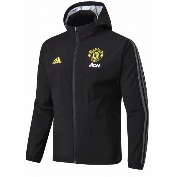 Jaqueta com capuz oficial Adidas Manchester United 2019 2020 preta