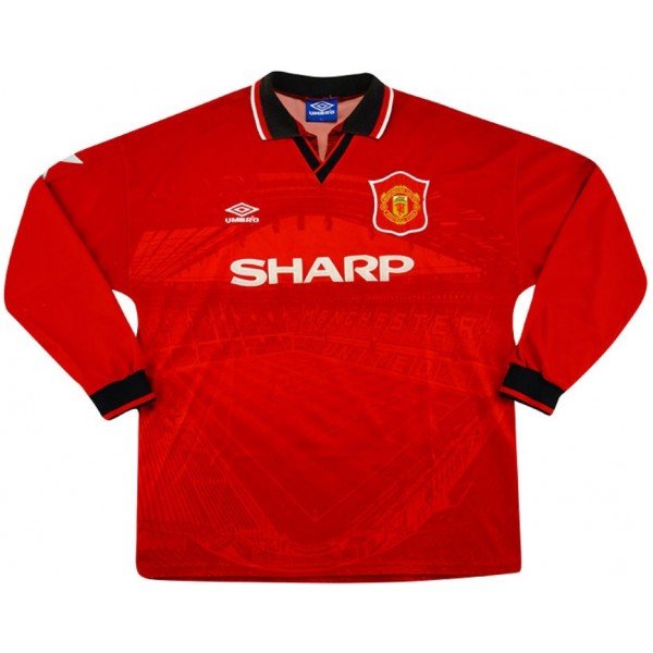 Camisa retro Umbro Manchester United 1994 1996 I jogador manga comprida