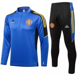 Kit treinamento Manchester United 2021 2022 Adidas oficial azul e preto
