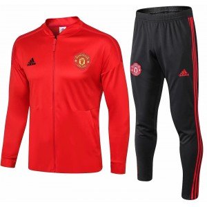 Kit treinamento oficial Adidas Manchester United 2018 2019 vermelho e preto