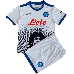 Kit infantil Napoli 2021 2022 EA7 oficial Maradona branco