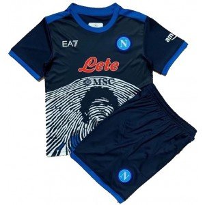 Kit infantil Napoli 2021 2022 EA7 oficial Maradona preto