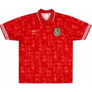 Camisa I seleção do País de Gales 1990 1992 retro Umbro