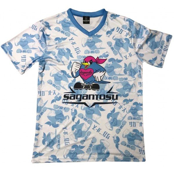 Camisa de treino oficial New Balance Sagan Tosu 2019 azul e branca