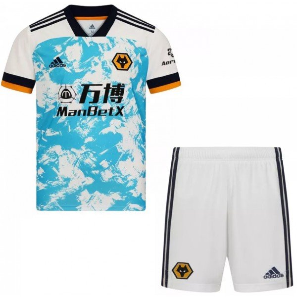 Kit infantil oficial Adidas Wolverhampton 2020 2021 II jogador