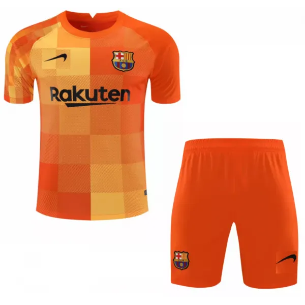 Kit infantil Goleiro Barcelona 2021 2022 Laranja