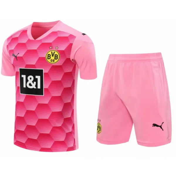Kit infantil oficial Puma  Borussia Dortmund 2020 2021 Goleiro rosa