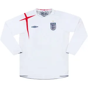Camisa I Seleção da Inglaterra 2006 Retro Umbro manga comprida