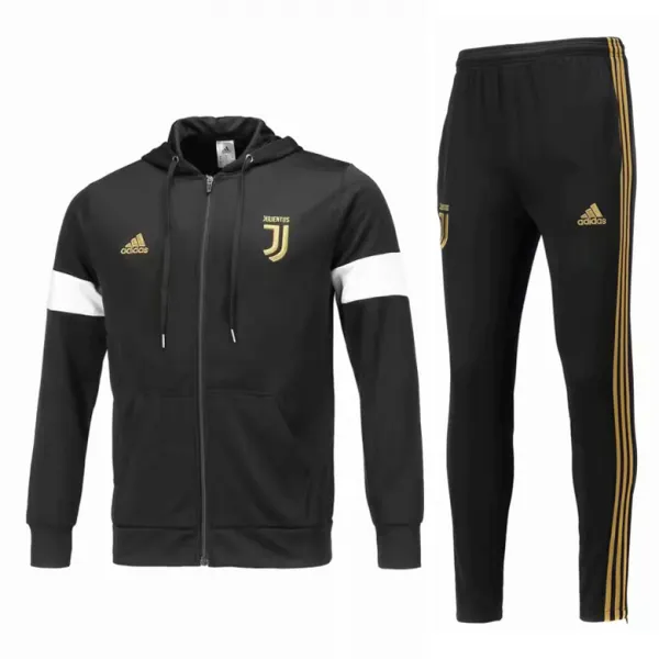 Kit treinamento com capuz oficial Adidas Juventus 2018 2019 preto