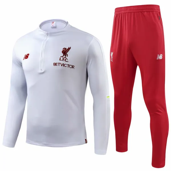 Kit treinamento oficial New Balance Liverpool 2018 2019 branco e vermelho