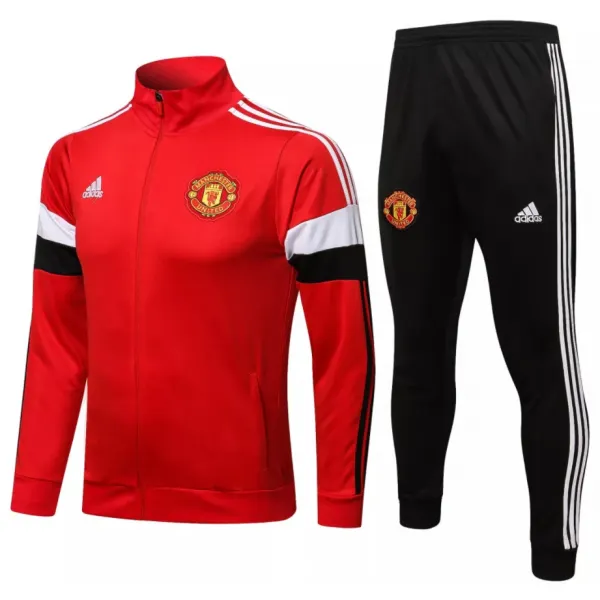 Kit treinamento Manchester United 2021 2022 Adidas oficial vermelho e preto.