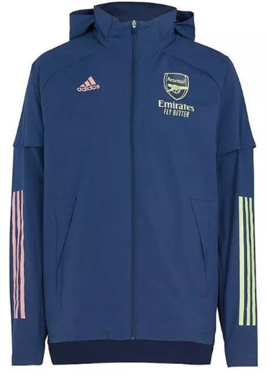 Jaqueta corta vento oficial Adidas Arsenal 2020 2021 Azul