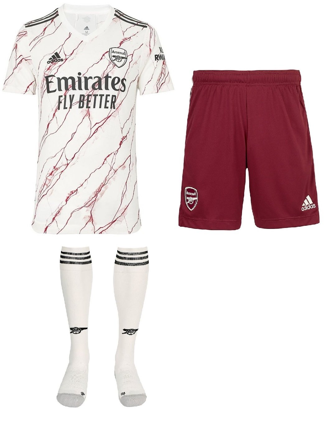Kit adulto oficial Adidas Arsenal 2020 2021 II jogador