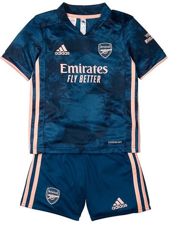 Kit infantil oficial Adidas Arsenal 2020 2021 III jogador