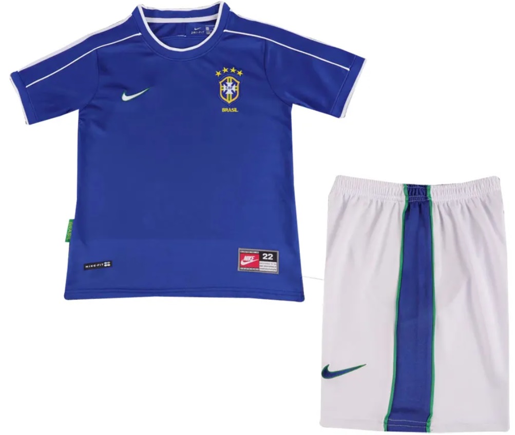 Kit infantil II Seleção do Brasil 1998 Away retro
