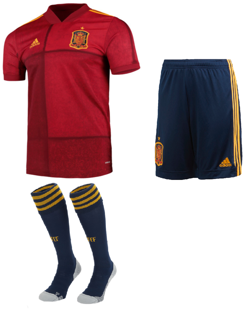 Kit adulto oficial Adidas seleção da Espanha 2020 2021 I jogador