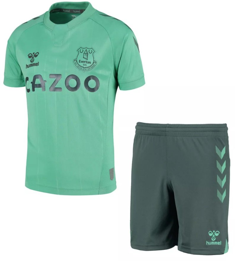Kit infantil oficial Hummel Everton 2020 2021 III jogador