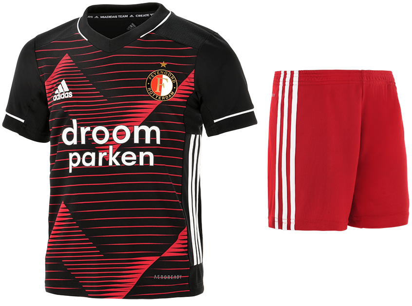 Kit infantil oficial Adidas Feyenoord 2020 2021 II jogador