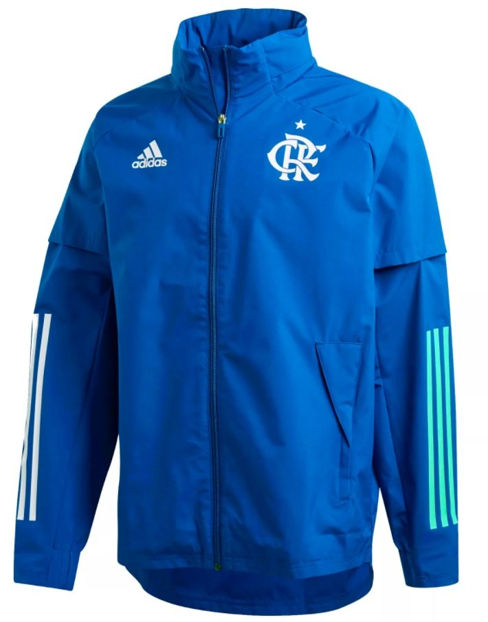 Jaqueta corta vento oficial Adidas Flamengo 2020 azul