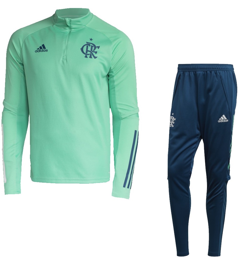 Kit treinamento oficial Adidas Flamengo 2020 Verde e Azul