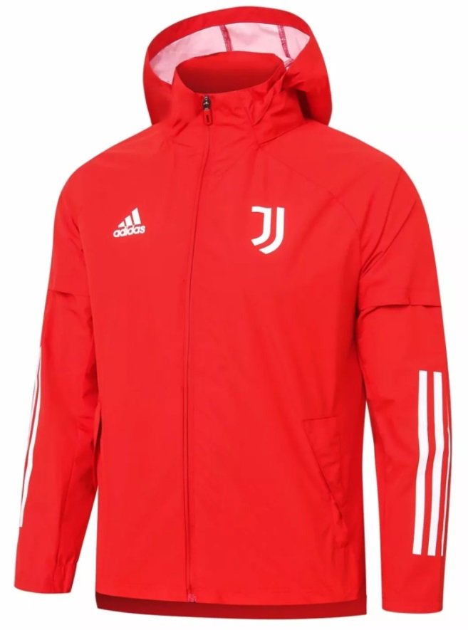 Jaqueta corta vento oficial Adidas Juventus 2020 2021 Vermelha