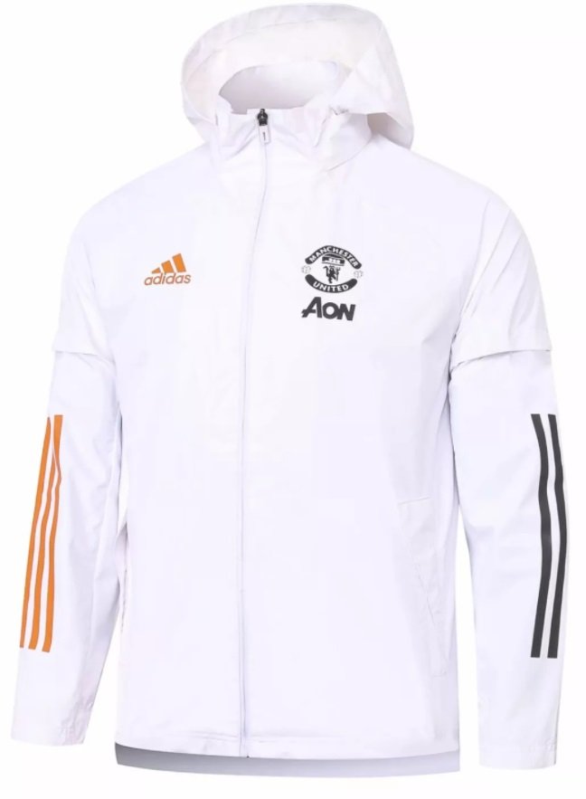 Jaqueta corta vento oficial Adidas Manchester United 2020 2021 Branca