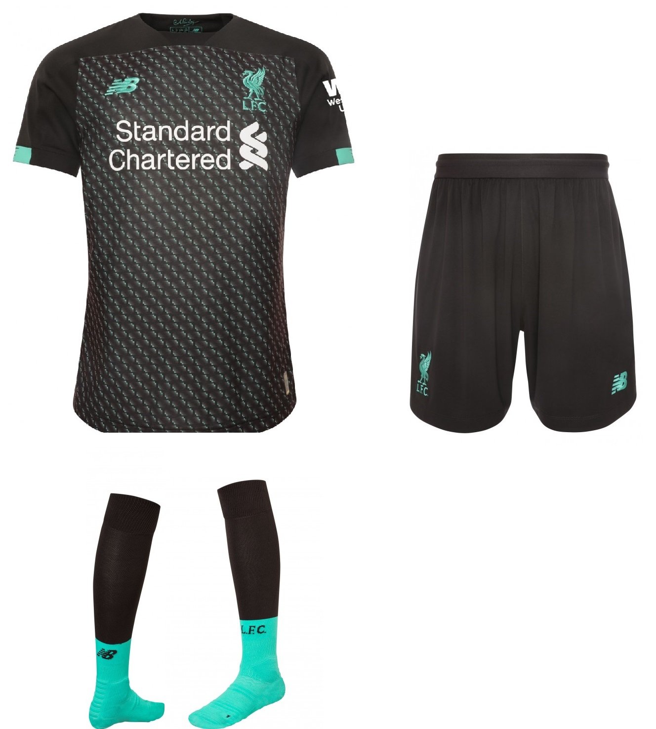 Kit adulto oficial New Balance Liverpool 2019 2020 III jogador