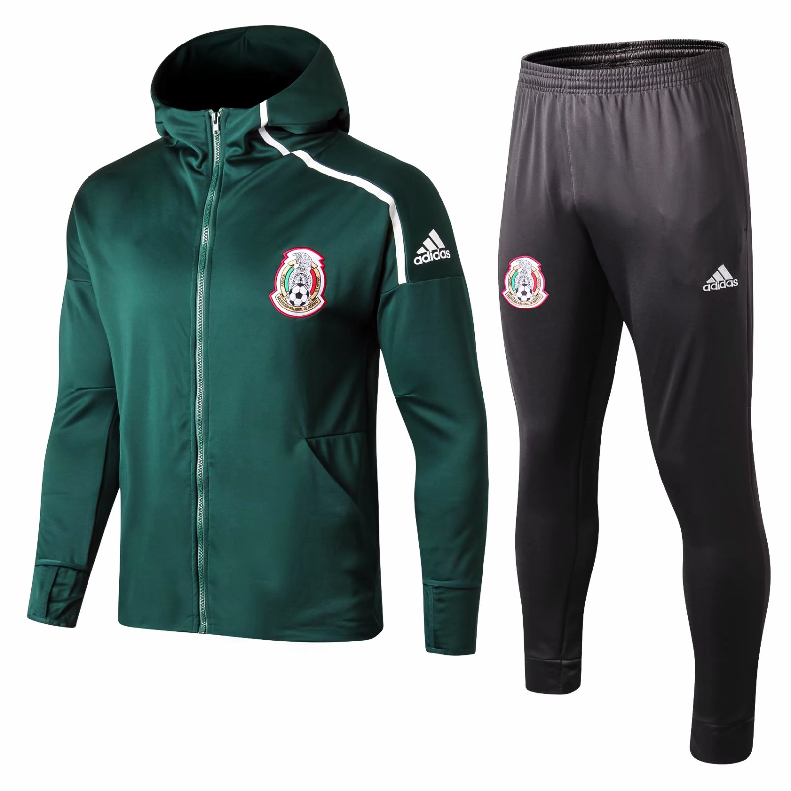 Kit treinamento com capuz oficial Adidas seleção do México 2019 verde