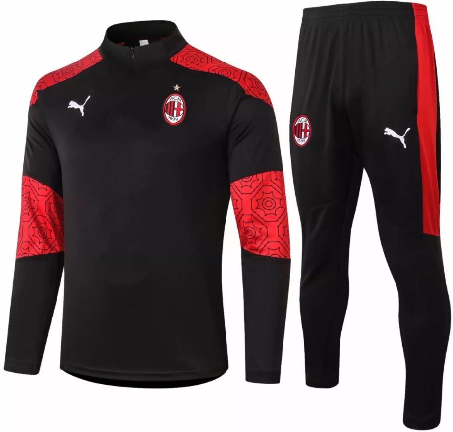 Kit treinamento oficial Puma Milan 2020 2021 Vermelho e preto