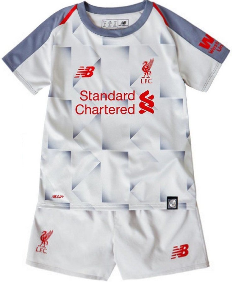 Kit infantil oficial New Balance Liverpool 2018 2019 III jogador