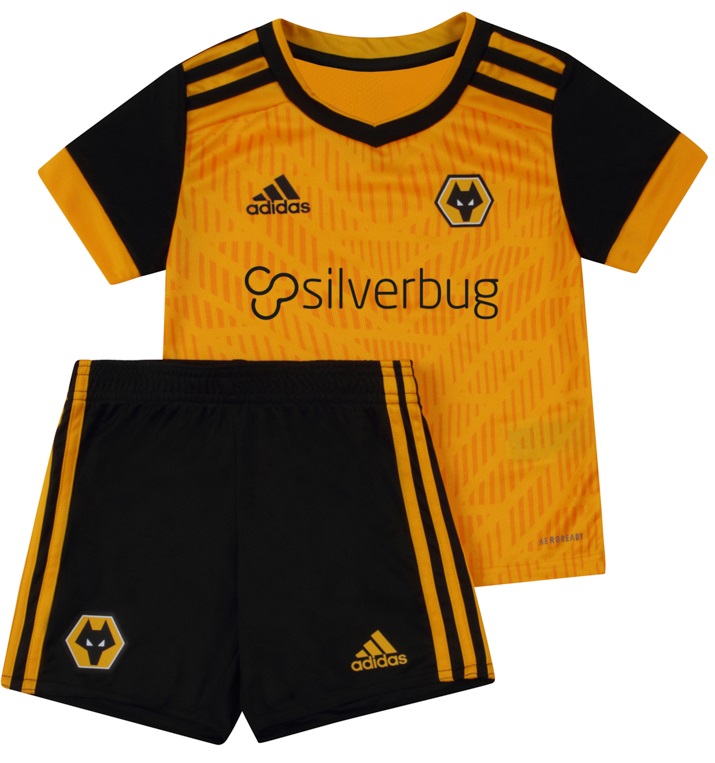 Kit infantil oficial Adidas Wolverhampton 2020 2021 I jogador