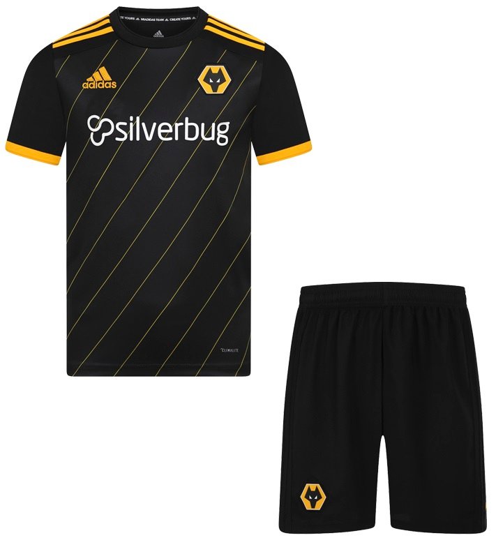 Kit infantil oficial Adidas Wolverhampton 2019 2020 II jogador